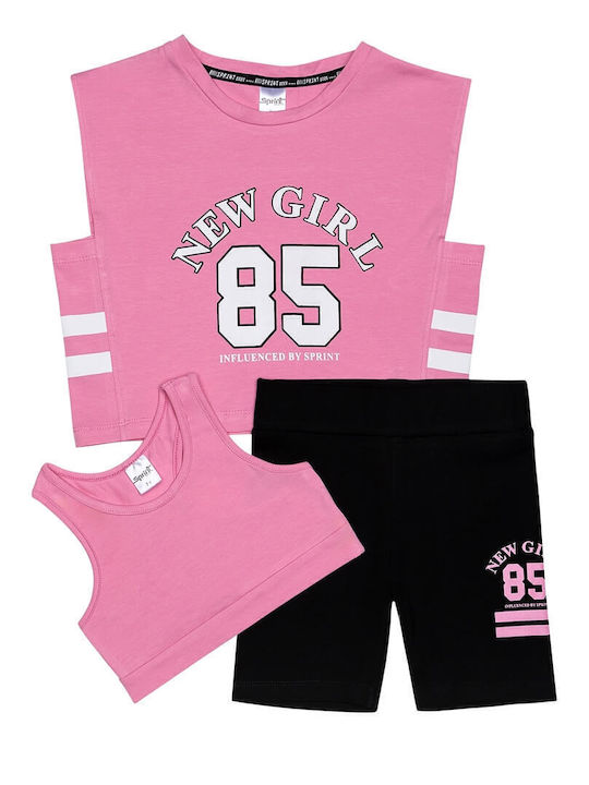 Sprint Kids' Set with Leggings Summer 3pcs Pink...