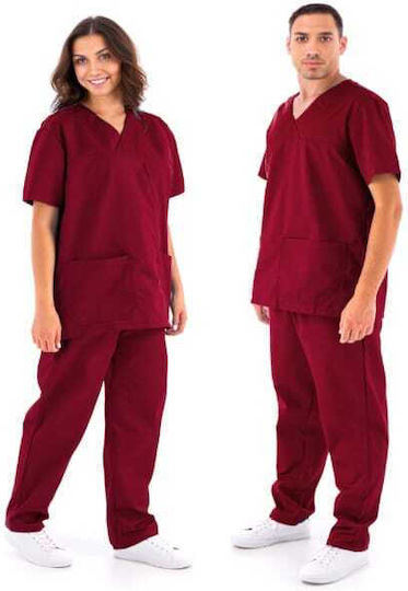 DS Wear Unisex Set Pantaloni și Bluza Medicală Burgundy