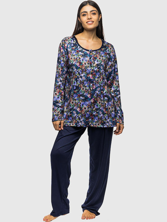 Koyote Winter Damen Pyjama-Set Satin,σατεν BLUE/MOB