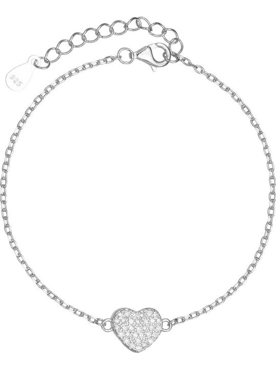 Ioannis Kosmima Women's Bracelet with design Heart made of Silver with Zircon