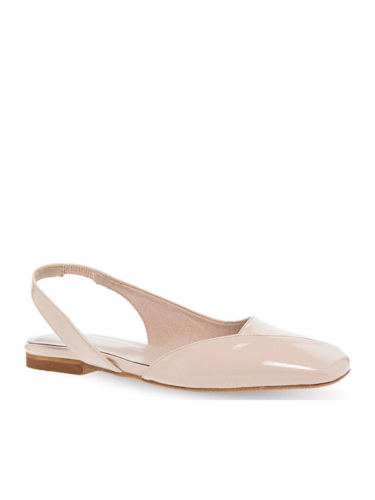 Lederne Damen Ballerinas Slingback mit Riemen in Rosa Farbe