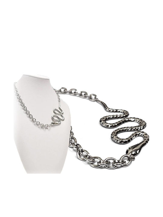 Isay Collection Κολιέ με σχέδιο Φίδι από Ατσάλι
