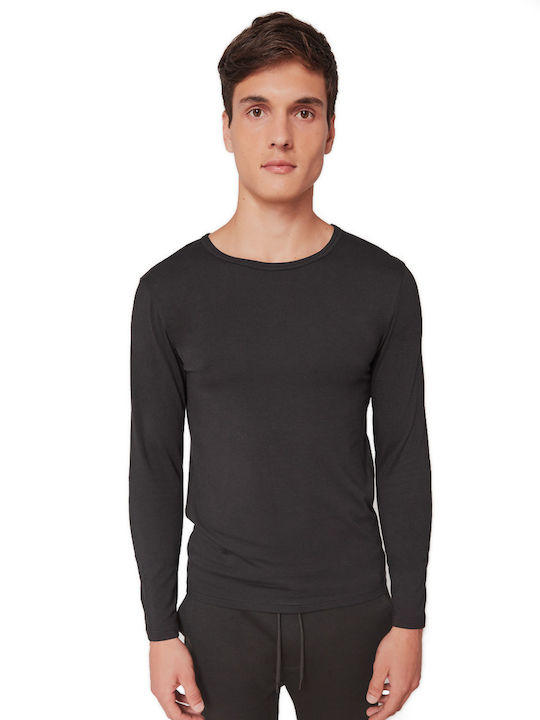 Tricou de corp pentru bărbați Mânecă Lungă Negru