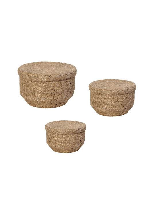 Espiel Set dekorative Körbe mit Deckel Beige 30x30cm 3Stück