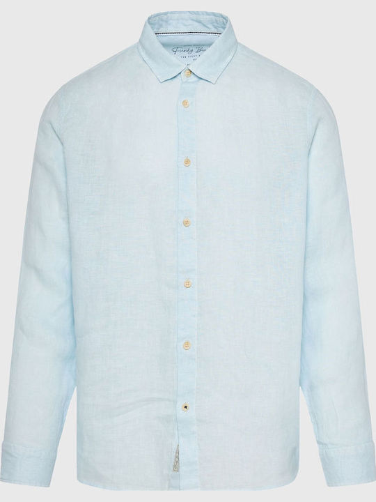 Funky Buddha Langärmlig Leinen Hemd Cloud Blue