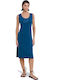 Sommer Midi Damenkleid Petrol