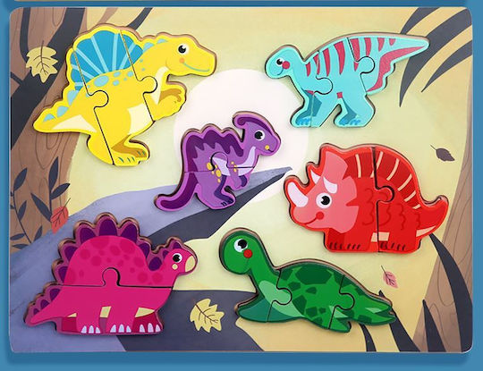Παιδικό Puzzle Σφηνώματα Δεινόσαυροι για 2+ Ετών Marionette Wooden Toys