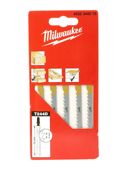Milwaukee 4932346078 Stichsägeblätter Holz 75mm 5 Stück Mw
