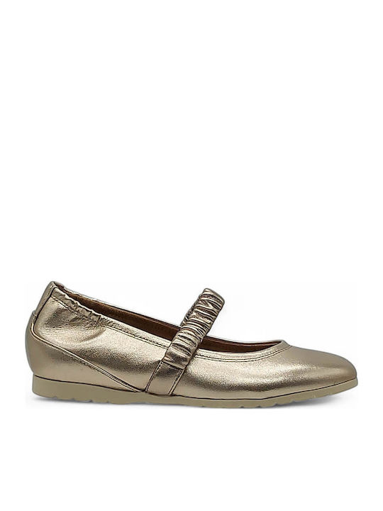 Lederne Damen Ballerinas in Gold Farbe