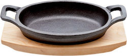Saganaki Oval 10x15,5xh2,5cm Fontă pentru Servire cu Bază din Lemn 5566228 Cosy & Trendy 30.80076 00011975