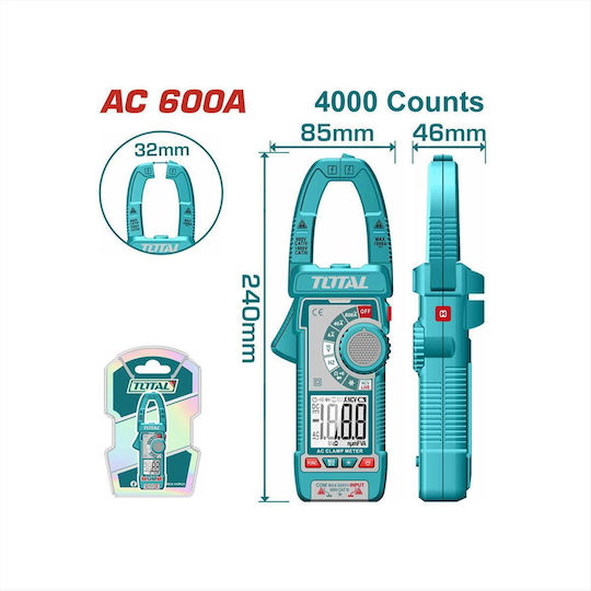 Total Αμπεροτσιμπίδα Ψηφιακή 4A AC TMT766001 True RMS