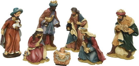 Kaemingk Figurine de Crăciun Nașterea Domnului 7 Piese Polirășină Maria Iosif Hristos Păstor 3 Magi 9cm Kaemingk 00049869