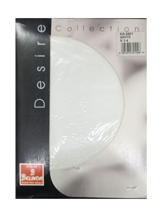 Διχτυωτό Γυναικείο Καλσόν Λευκό με Print