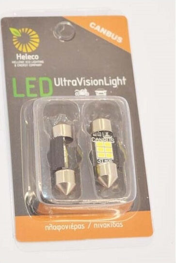 Heleco Λάμπες Αυτοκινήτου & Μοτοσυκλέτας C5W Canbus LED 6000K Ψυχρό Λευκό 3W 2τμχ