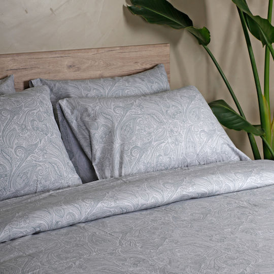 White Fabric Sheet Sets King Size 260x270cm. Delancy Gray 4pcs
