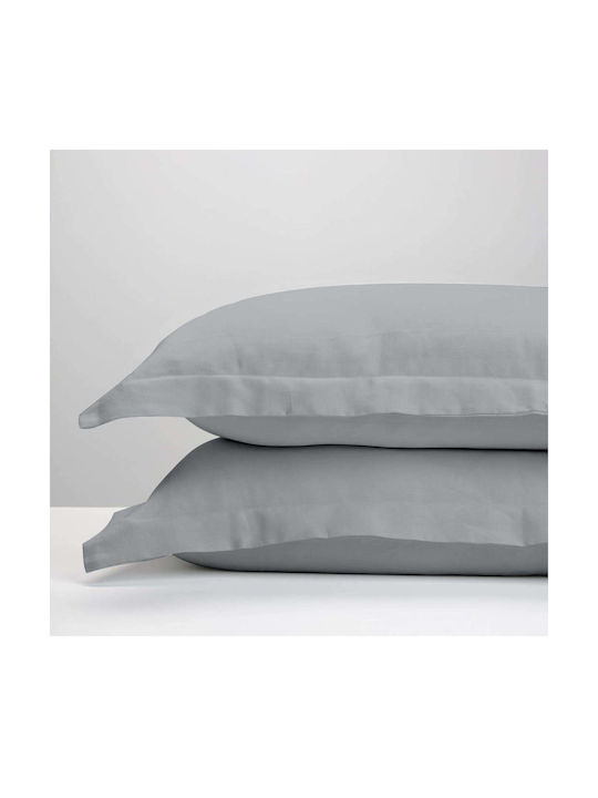 White Fabric Savoy Kissenbezug-Set Grey 50x70cm.