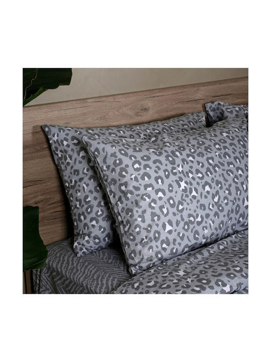 White Fabric Weibliches Set Kissenbezüge mit Umschlagumschlag Grau 50x70cm