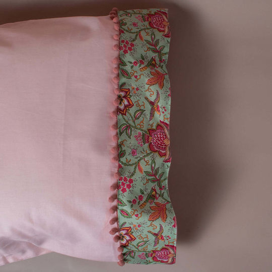 White Fabric Pia Kissenbezug-Set mit Umschlagumschlag Light Green Pink 50x70cm.
