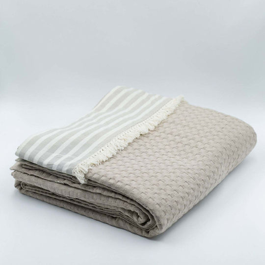White Fabric Streifen Υπέρδιπλη 230x250cm Beige