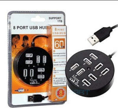 Hi-speed 8-port Usb Hub Usb 2.0 Usb-a Connection 60cm P-2108 Black