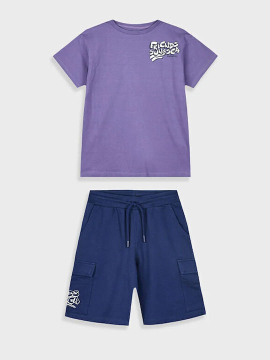 Energiers Kids Clothing Set with Shorts Purple Maren 2 Pieces