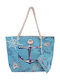 Bag to Bag Stoff Strandtasche mit Brieftasche Blau