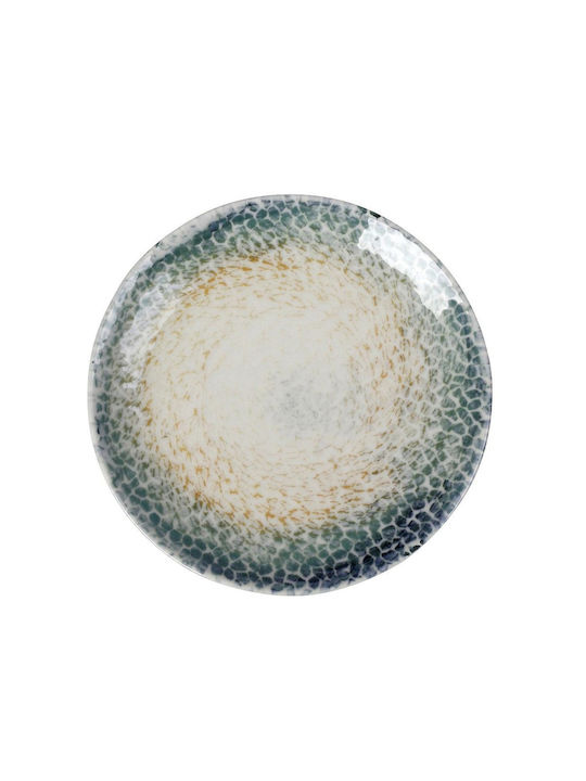 Farfurie din porțelan, plată, 17x2cm, design modern, detalii turcoaz, șopârlă, Espiel Knb101 00034378