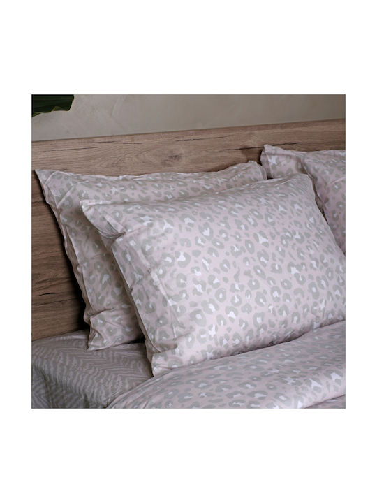 White Fabric Σετ Σεντόνια Μονά Βαμβακερά Girly Γκρι Ανοικτό 260x270cm
