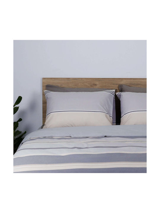 White Fabric Σετ Σεντόνια Μονά Βαμβακερά Darby Γκρι 165x270cm