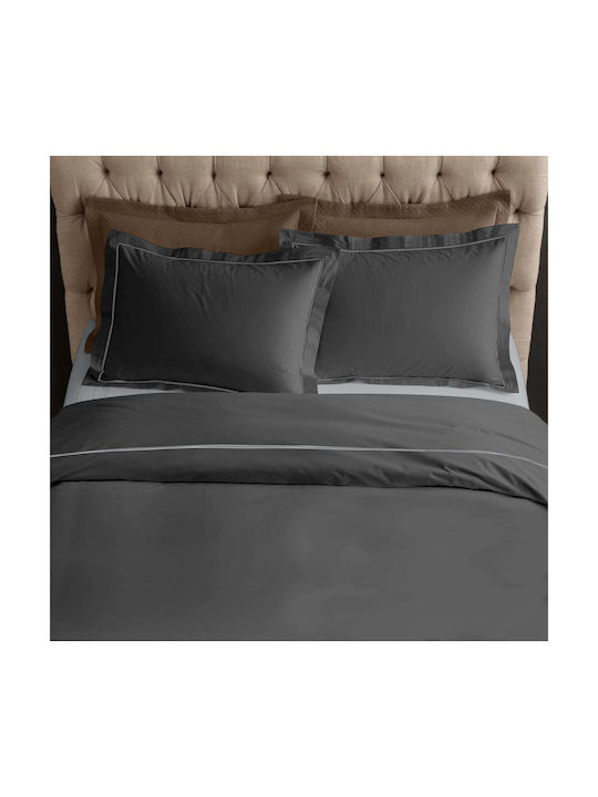 White Fabric Sheet Set King Cotton Savoy Grey 270x280cm