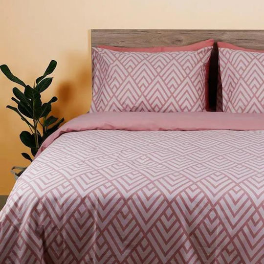 White Fabric Bettwäsche-Set Übergröße Baumwolle Luxe Pink 235x270cm