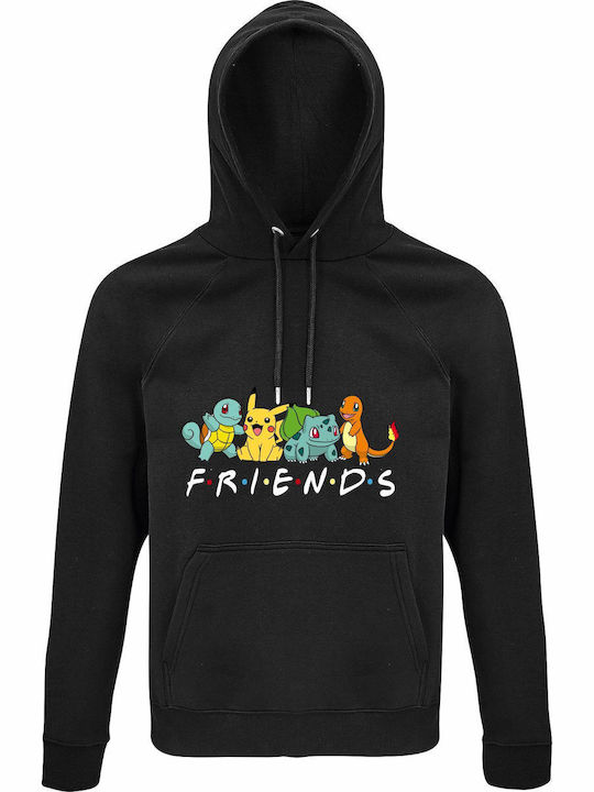 Unisex Hoodie Bio "Pokemon Freunde" Schwarz