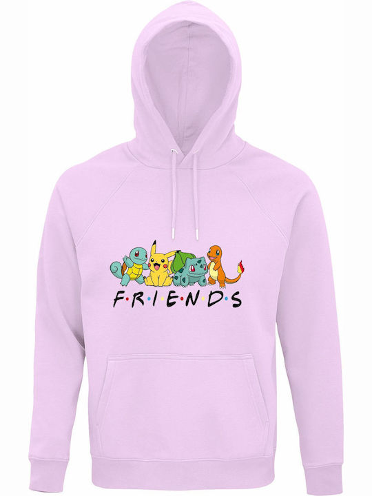 Unisex Hoodie Bio "Pokemon Freunde" Cremig Rosa