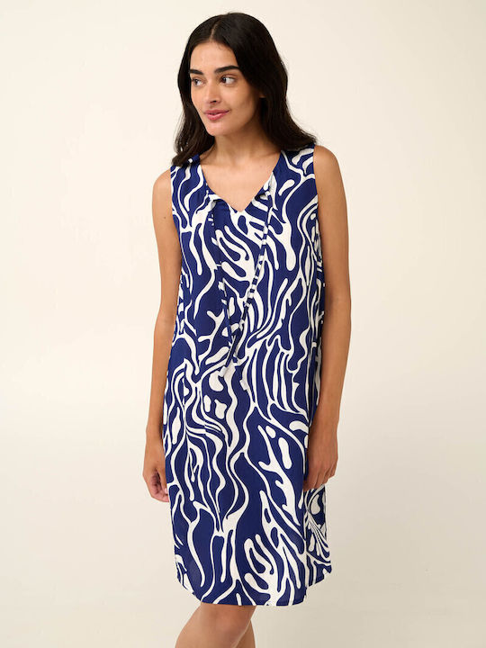 Sommer Mini Damenkleid Blau Druck