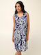 Sommer Mini Damenkleid Blau Druck