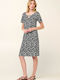 Summer Midi Dress Black and White Black