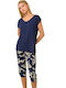 Vamp Sommer Damen Pyjama-Set Blue Cavern