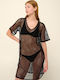 Vamp Damen Mini Kaftan Strand Black