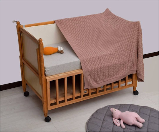 Liolios Home Κουβέρτα Αγκαλιάς & Λίκνου Βαμβακερή Ροζ 80x100εκ.