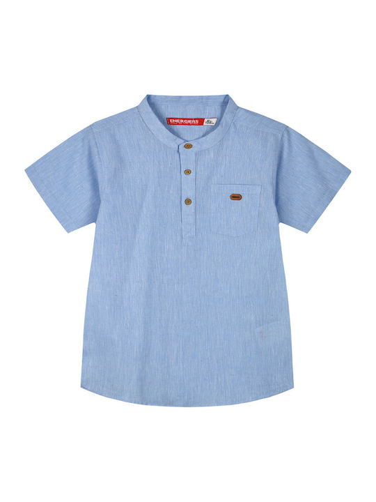Energiers Kids Shirt Short Sleeve Linen Light Blue