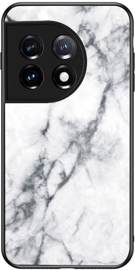 Дизайн Задна корица Закалено стъкло / Силикон Бял (OnePlus 11)