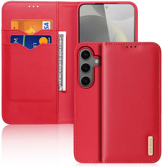 Dux Ducis Hivo Series Rfid Blocking Buchen Sie Leder / Silikon Rot (Galaxy S25+)