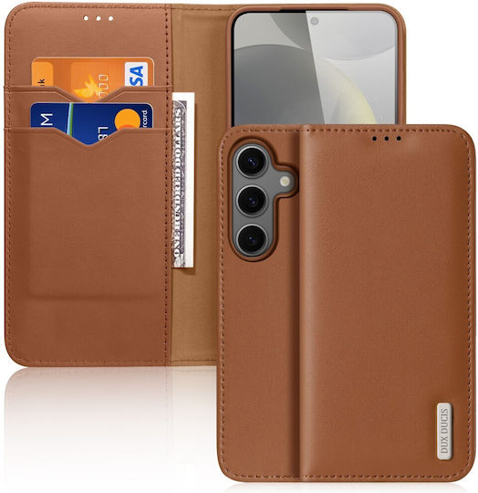 Dux Ducis Hivo Series Rfid Blocking Book Leather / Silicone Brown (Galaxy S25)