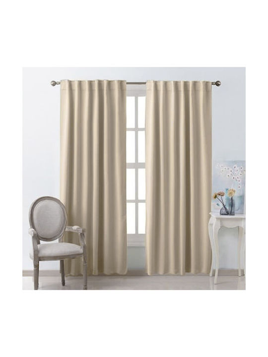 Sidirela Curtain Blackout with Pencil Pleat Beige 140x260cm