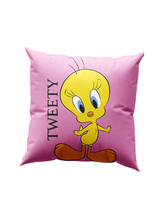 Διακοσμητικό Μαξιλάρι 40x40 Γέμιση Beauty Home Art 6190 Tweety Ροζ 70% Βαμβάκι-30% Πολυέστερ
