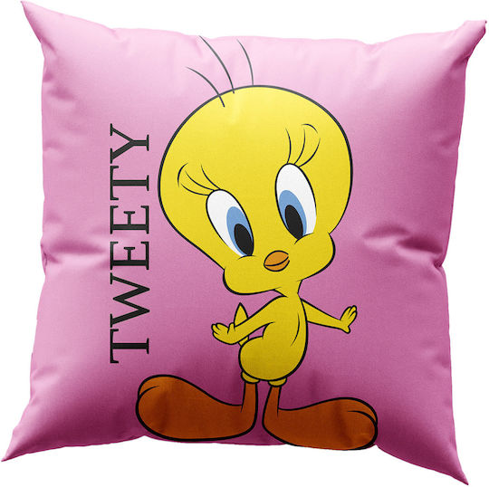 Pernă decorativă 40x40 Umplutură Beauty Home Art 6190 Tweety Roz 70% Bumbac-30% Poliester