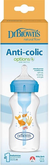 Dr. Brown's Plastic Baby Bottle Options Anti-Colic with Silicone Nipple for 0+, 0+ m, months Blue 270ml
