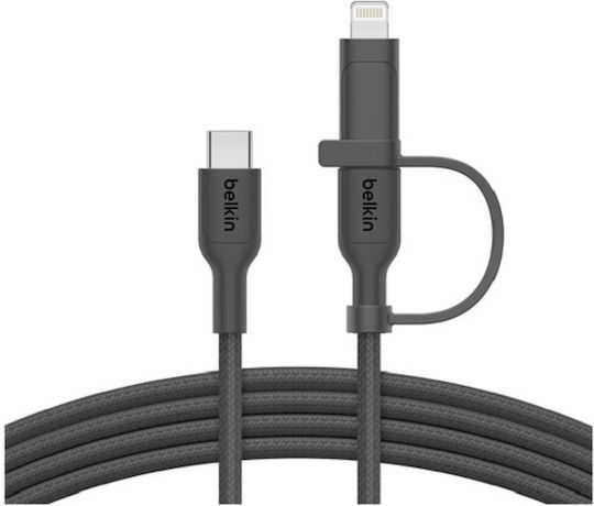 Belkin Braided USB to Type-C / Lightning Cable Μαύρο 1.5m (CAC003HQ1.5MBK)