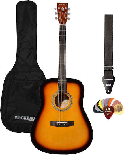 Chitară Acustică Memphis M-20 Sb Set Premium cu Husă, Curea și Pene