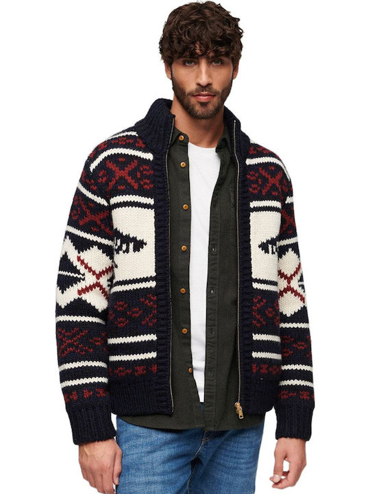 Men's Knitted Cardigan Navy Multi